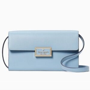 🩵 NWOT Kate Spade Reegan Flap Wallet Crossbody – Polished Blue